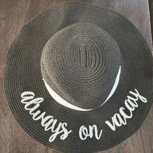 Chic Black Sun Hat with White Script